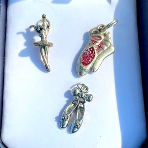 Bundle of 3 Ballet Dance En Pointe Charms for Bracelets or Necklaces